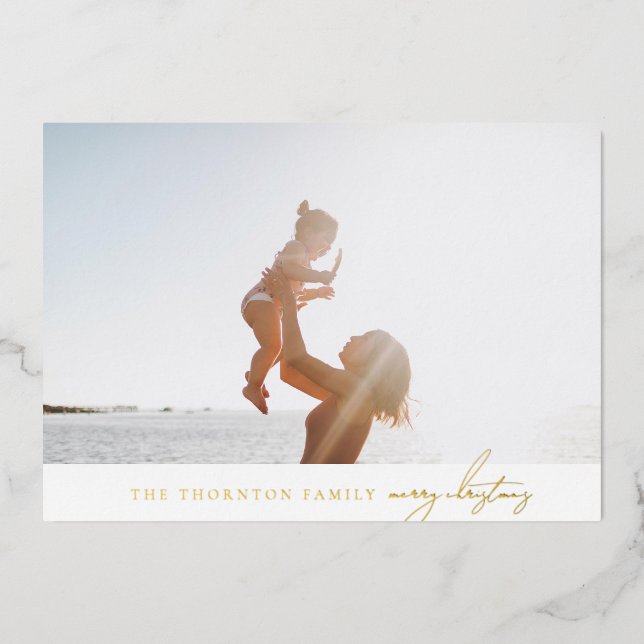 Carte De Vœux En Aluminium élégant simple classique merveille photo or réel (Recto)