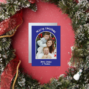 Carte De Vœux En Aluminium Élégant simple Joyeux Noël Photo Argent