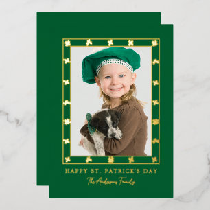 Carte De Vœux En Aluminium Élégant Simple Trèfle Photo St. Patrick's Day