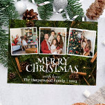 Carte De Vœux En Aluminium Elégant Snowman Joy Christmas Family Photo Collage<br><div class="desc">Elégant Snowman Joy Christmas Family Photo Collage</div>