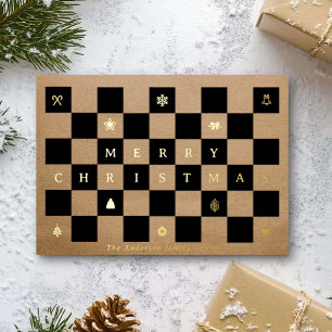 Carte De Vœux En Aluminium Elégant tableau de Noël rustique joyeux