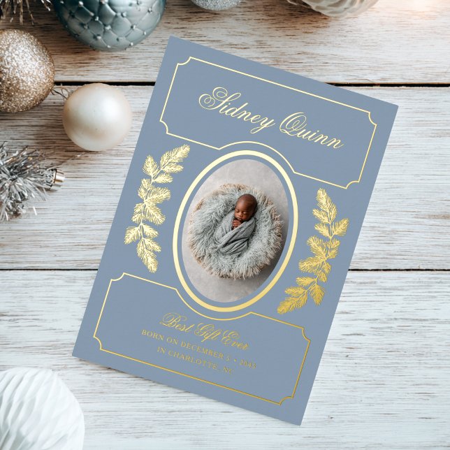 Carte De Vœux En Aluminium Elegant Winter Christmas Blue New Baby Birth (Créateur téléchargé)