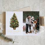 Carte De Vœux En Aluminium Elégante aquarelle Vintage sapin de Noël Photo<br><div class="desc">Envoyez des voeux de vacances intemporels avec cette carte photo de Noël d'inspiration vintage. Doté d'un arbre de Noël aquarelle orné de boules rouges métalliques, d'ornements dorés et de rubans dorés, il saisit le charme classique des vacances. Personnalisez cette carte de Noël élégante avec votre photo et message pour une...</div>