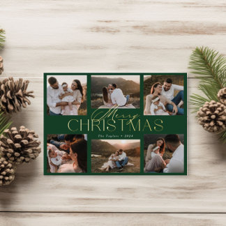 Carte De Vœux En Aluminium Élégante carte de Noël avec six photos en Pince à