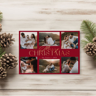 Carte De Vœux En Aluminium Élégante carte de Noël avec six photos en Pince à