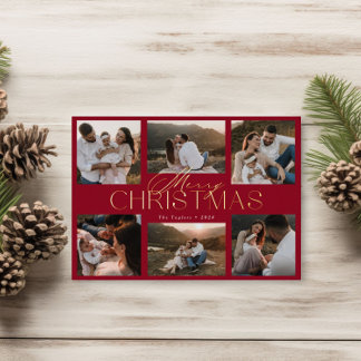 Carte De Vœux En Aluminium Élégante carte de Noël avec six photos en Pince à 