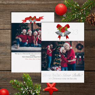 Carte De Vœux En Aluminium Élégante cloches d'argent Noël 2 Photo
