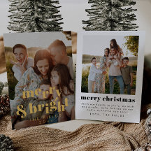 Elégante Gold Foil Modern Photo Holiday Card