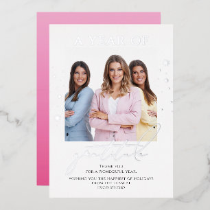 Carte De Vœux En Aluminium Elégante Gratitude Script Photo Entreprise