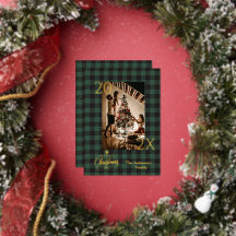 Élégante photo de Noël à carreaux verts buffle