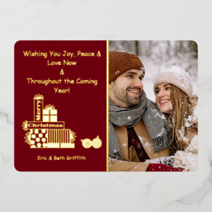 Carte De Vœux En Aluminium Élégante photo de pile de cadeaux de Noël Joyeux N