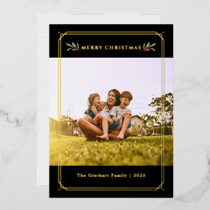 Carte De Vœux En Aluminium Élégante Photo Géométrique Noël Or