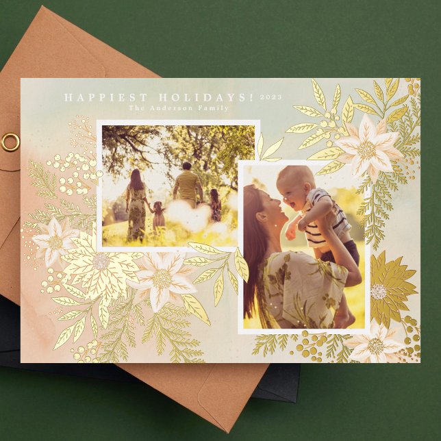 Carte De Vœux En Aluminium Elégante Poinsettia Splendor (Créateur téléchargé)