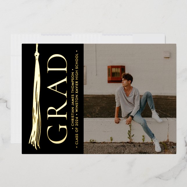 Carte De Vœux En Aluminium Élégante Tassel Grad Party Photo personnalisée (Enveloppe)