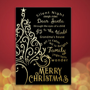 Carte De Vœux En Aluminium Élégante typographie de l'Artsy de Noël