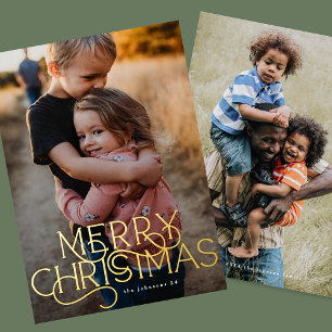 Carte De Vœux En Aluminium Elégante Typographie tendance MERRY CHRISTMAS Phot