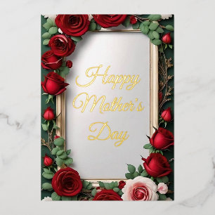 Carte De Vœux En Aluminium Élégantes Pivoines Roses Photo Fête des Mères