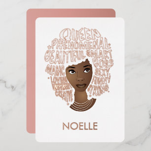 Carte De Vœux En Aluminium Encourager la femme noire, mots d'affirmation