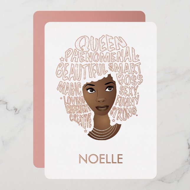 Carte De Vœux En Aluminium Encourager la femme noire, mots d'affirmation (Recto/Verso)