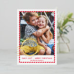 Carte De Vœux En Aluminium ENFANTS NOËL PHOTO mignonne Nice Liste timbre or r<br><div class="desc">par kat massard >>> WWW.SIMPLYSWEETPAPERIE.COM <<< Un design de carte amusant avec un design de timbre disant "NICE LIST" en papier brillant. Style de portrait pour afficher votre belle famille aussi avec une grande photo. CONTACTEZ-MOI si vous avez besoin d'aide pour que votre photo s'adapte parfaitement kat@simplysweetpaperie.com</div>
