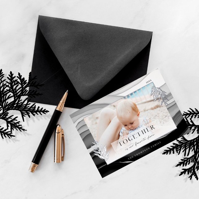 Carte De Vœux En Aluminium Ensemble à Noël Minimal photo de famille japonaise (Créateur téléchargé)