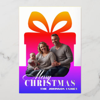 Carte De Vœux En Aluminium Enveloppé d'amour - Noël Famille Arc-en-ciel Argen