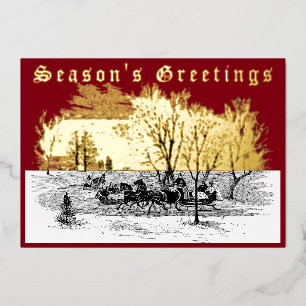 Carte De Vœux En Aluminium Époque Victorienne Marche De Sommeil De Noël Au co