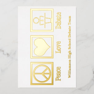 Carte De Vœux En Aluminium Équipe de débat sur l'amour de la paix École perso