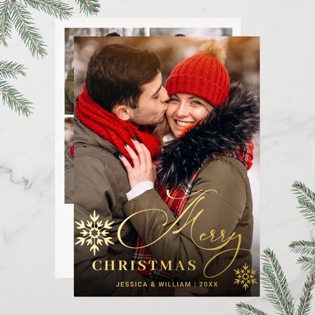 Carte De Vœux En Aluminium Étincelle Joyeux Noël 5 PHOTO Salutation Gold (Créateur téléchargé)
