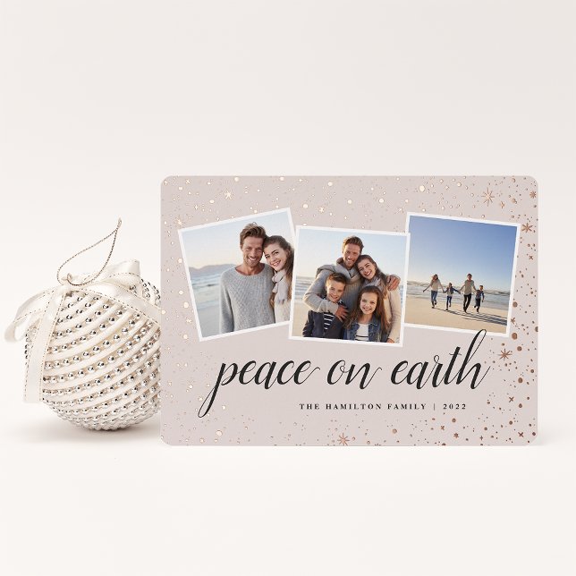 Carte De Vœux En Aluminium Étoiles dorées | Collage de photos (Créateur téléchargé)