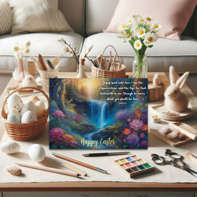 Carte De Vœux En Aluminium Évangile de Jean Résurrection Verse Bois Pâques (Créateur téléchargé)