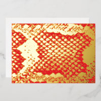 Exotic gras peau de serpent texture motif or rouge