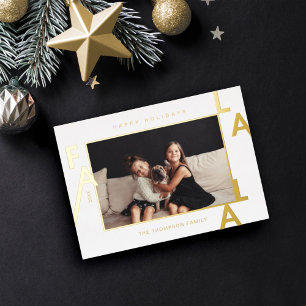 Carte De Vœux En Aluminium Fa La La Bold Lettres Minimaliste Photo Moderne