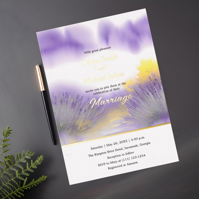Carte De Vœux En Aluminium Faire-part de mariage fleur sauvage Lavender (Créateur téléchargé)