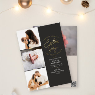 Carte De Vœux En Aluminium Faire-part de naissance gris photo Joie supplément