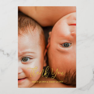 Carte De Vœux En Aluminium Faire-part de naissance photo de jumeaux ravis Mer