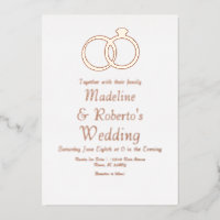 Faire-parts de mariage en feuille d'or rose pressé