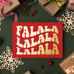 Carte De Vœux En Aluminium Falalalala Super Wavy Typographie Rouge Noël<br><div class="desc">FaLaLaLaLaChristmas Card : un design rétro,  avec une typographie vintage ondulée en feuille d'or et un arrière - plan rouge classique</div>