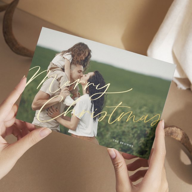 Carte De Vœux En Aluminium Famille de Noël simple et propre (Créateur téléchargé)