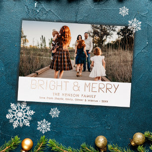 Carte De Vœux En Aluminium Famille de typographie moderne Bright & Merry Phot