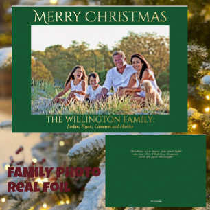 Carte De Vœux En Aluminium Famille Green Gold Joyeux Noël