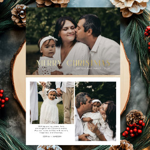 Carte De Vœux En Aluminium Famille photo moderne Joyeux Noël tendance
