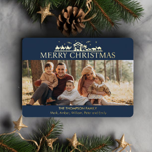 Carte De Vœux En Aluminium Famille Photo Simple Nativité Noël religieux