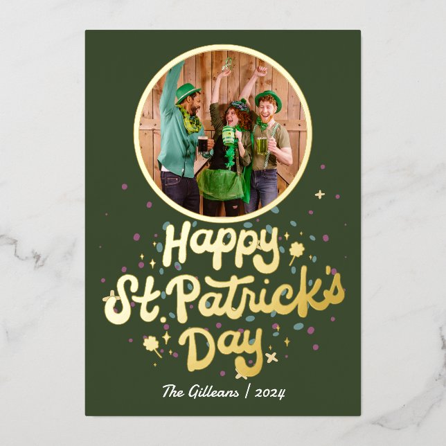 Carte De Vœux En Aluminium Famille Shamrock de Jour de la Saint Patrick simpl (Recto)
