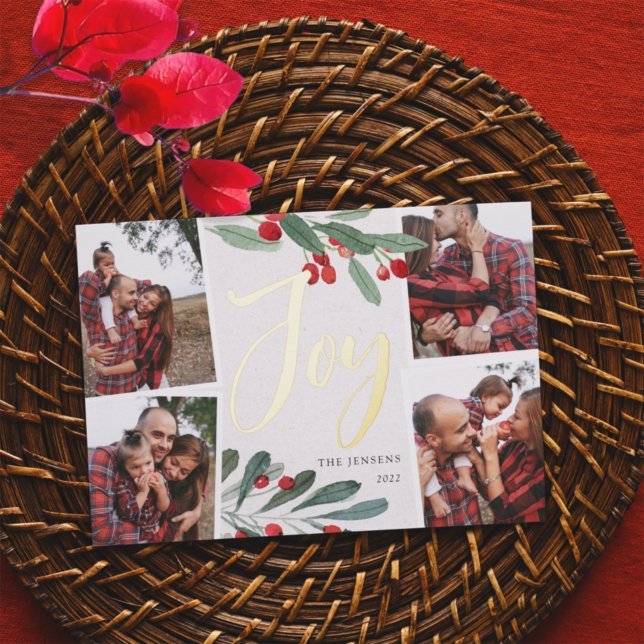 Carte De Vœux En Aluminium Ferme Holly | Noël photo multiple (Créateur téléchargé)