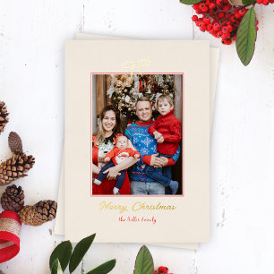 Carte De Vœux En Aluminium Festif Foil Bow Christmas Holiday Photo