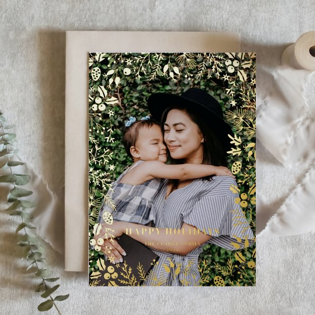 Carte De Vœux En Aluminium Festif Foliage Cadre photo superposition Noël (Créateur téléchargé)