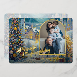 Carte De Vœux En Aluminium Festive Abstrait Winter Wonderland Art Gold