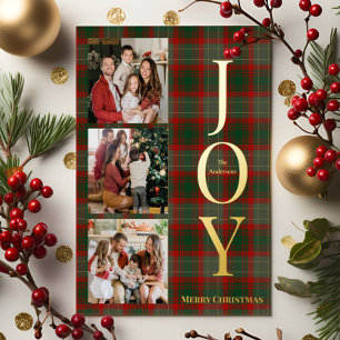 Carte De Vœux En Aluminium Festive Buffalo Plaid 3 Photos collage Noël