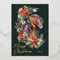 Festive Cheval d'aquarelle Noël équestre
